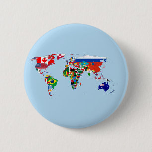 Bóton Redondo 5.08cm Mapa Mundial de Sinalizadores
