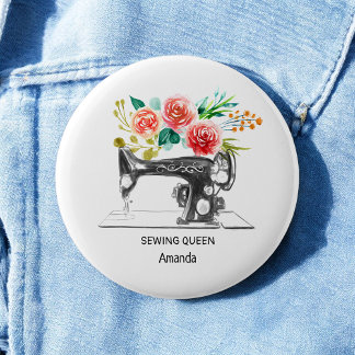 Bóton Redondo 5.08cm Máquina de Costura Preta Sensor Branco
