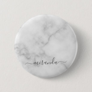 Bóton Redondo 5.08cm Marble Branco de Nome Personalizado de Script Mode
