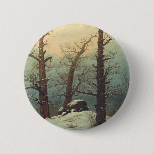 Bóton Redondo 5.08cm Marco de Pedras na Neve por Caspar David Friedrich