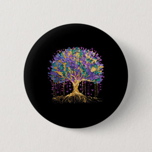 Bóton Redondo 5.08cm Mardi Gras Bead Tree Carnaval Nova Orleans 2025
