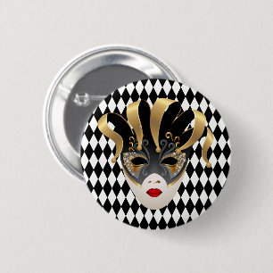 Bóton Redondo 5.08cm Mardi Gras Black & White Diamond