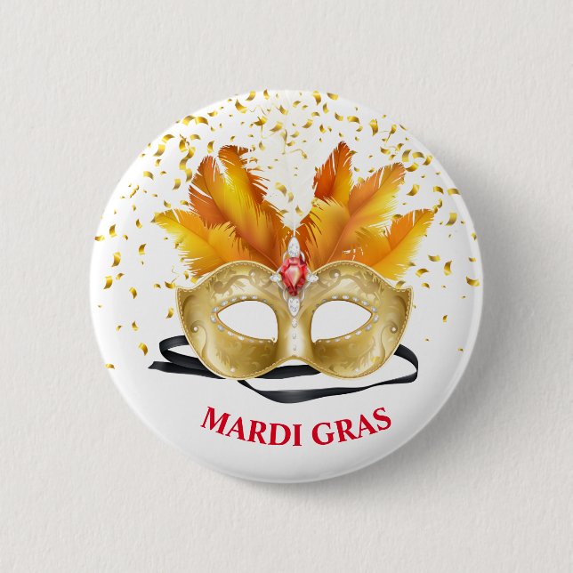 Bóton Redondo 5.08cm Mardi Gras Button Pin (Frente)