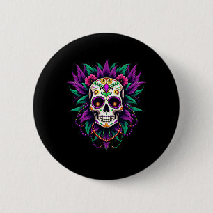 Bóton Redondo 5.08cm Mardi Gras Costume Sugar Skull Carnaval Nova Orlea