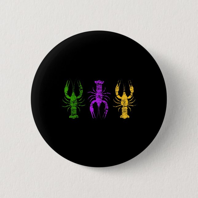 Bóton Redondo 5.08cm Mardi Gras Crawfish Jester Hat Bead Tead New Orlea (Frente)