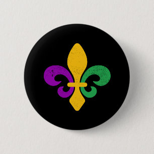 Bóton Redondo 5.08cm Mardi Gras Fleur De Lis