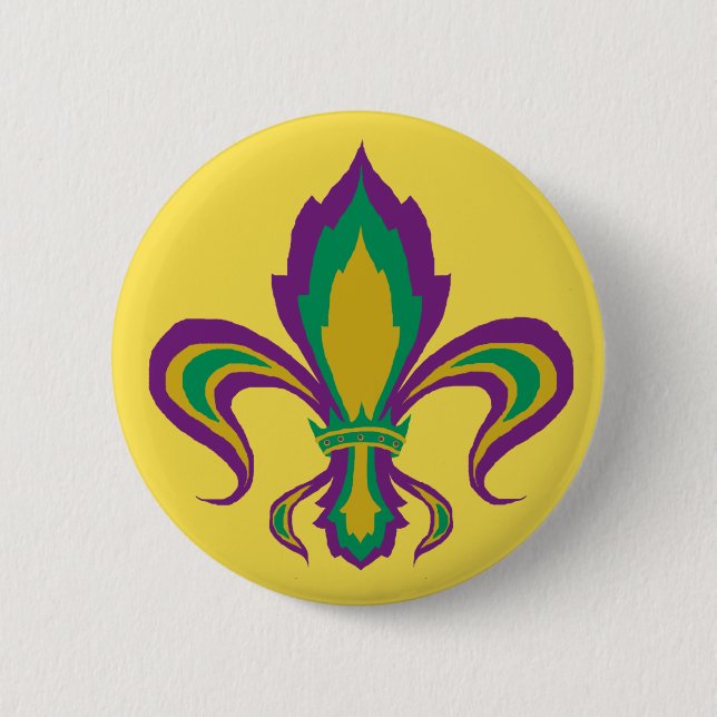 Bóton Redondo 5.08cm Mardi Gras Fleur De Lis (Frente)
