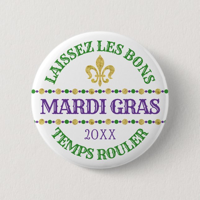 Bóton Redondo 5.08cm Mardi Gras | Laissez Les Bons Temps Rouler (Frente)