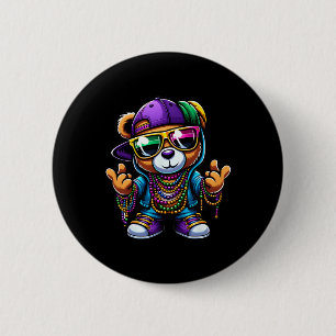Bóton Redondo 5.08cm Mardi Gras Para Meninos Urso De Pão De Pão De Pão