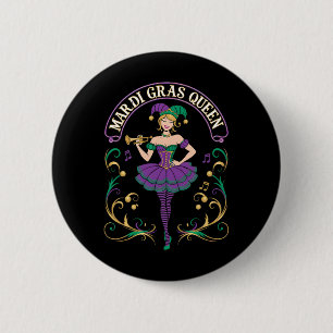Bóton Redondo 5.08cm Mardi Gras Queen, Carnaval De Diversão Para Mulher