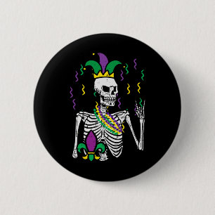 Bóton Redondo 5.08cm Mardi Gras Skeleton Rock Mão Engraçado Tee Rocker
