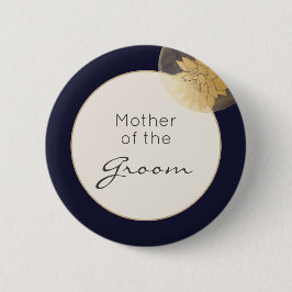 Bóton Redondo 5.08cm Marinho Azul Dourado Casamento Mãe da Noite