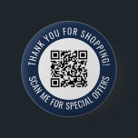 Bóton Redondo 5.08cm Marinho Azul Obrigado & Digitalizar o Código QR do<br><div class="desc">Botão de código QR para pequenas empresas de promocional com uma borda azul marinho e seu próprio código QR e texto personalizado em uma curva em torno do seu código QR. Obrigado por comprar o botão promocional personalizado com seu código QR e texto personalizado. Um botão de promocional personalizado com...</div>