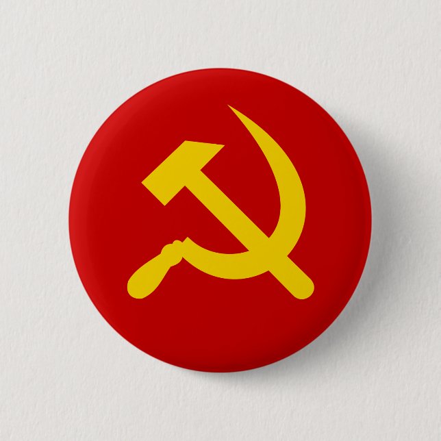 Bóton Redondo 5.08cm Martelo comunista e foice (Frente)