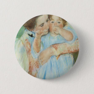 Bóton Redondo 5.08cm Mary Cassatt - Placa de Dia de as mães Mãe e Fil