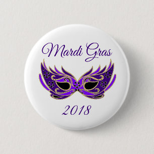 Bóton Redondo 5.08cm Máscara Mardi Gras 2018