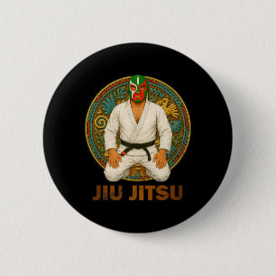 Bóton Redondo 5.08cm Máscara Mexicana de Jiu Jitsu em Estilo Vintage Lu
