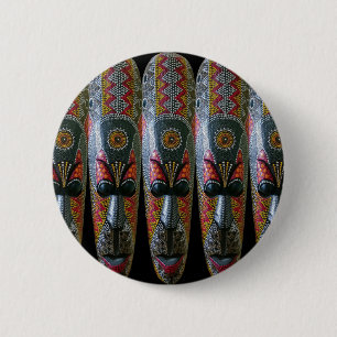 Bóton Redondo 5.08cm Máscara Tribal Africana Pintada à Mão