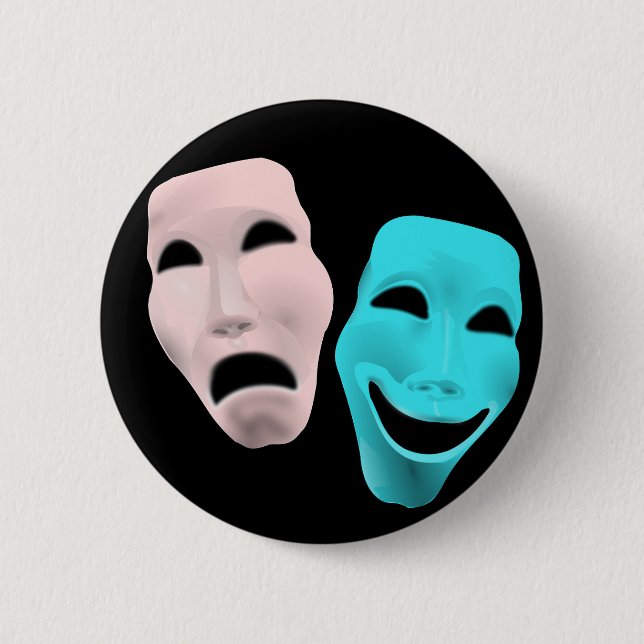 Bóton Redondo 5.08cm Máscaras de Teatro de Cômica (Frente)