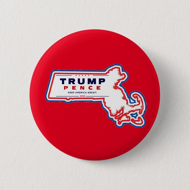 Bóton Redondo 5.08cm Massachusetts for Trump Pence 2020 (Frente)