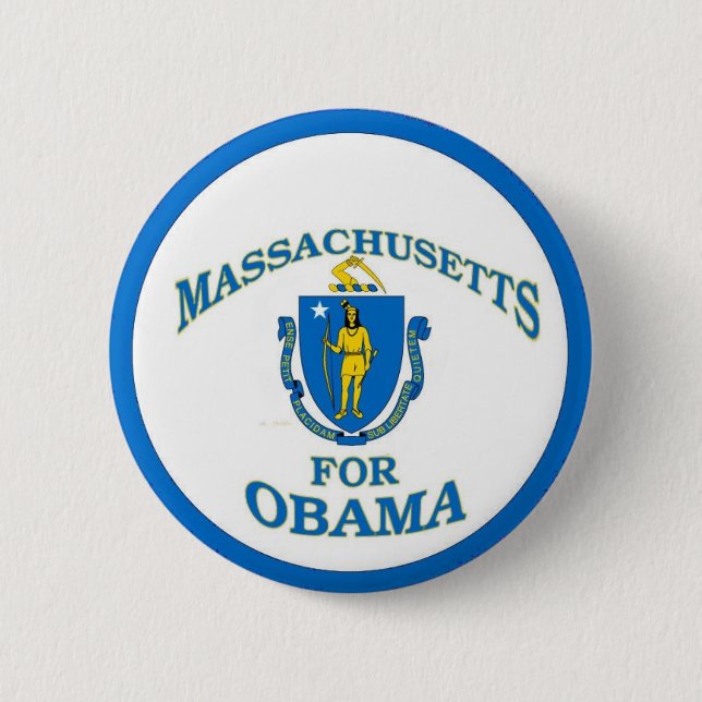 Bóton Redondo 5.08cm MASSACHUSETTS PARA o botão de OBAMA (Frente)