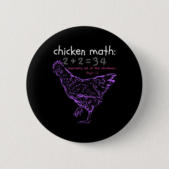 Bóton Redondo 5.08cm Matemática Engraçada de Frango  (Frente)