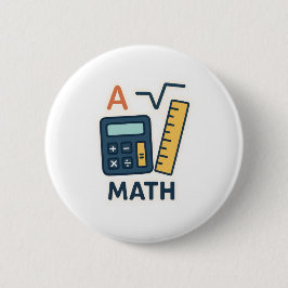 Bóton Redondo 5.08cm Matemática Minimalista - Calculadora, Régua