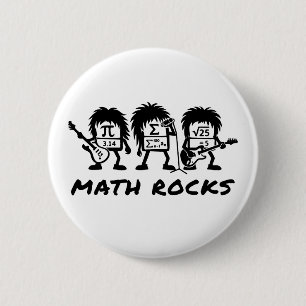 Bóton Redondo 5.08cm Matemática Rochas Humor de Banda de Rock Acadêmico