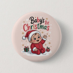 Bóton Redondo 5.08cm Maternidade Primeiro Natal do Bebê Anúncio de Grav