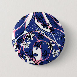 Bóton Redondo 5.08cm Maximalist Floral Neuro Art - Blue Pink White 