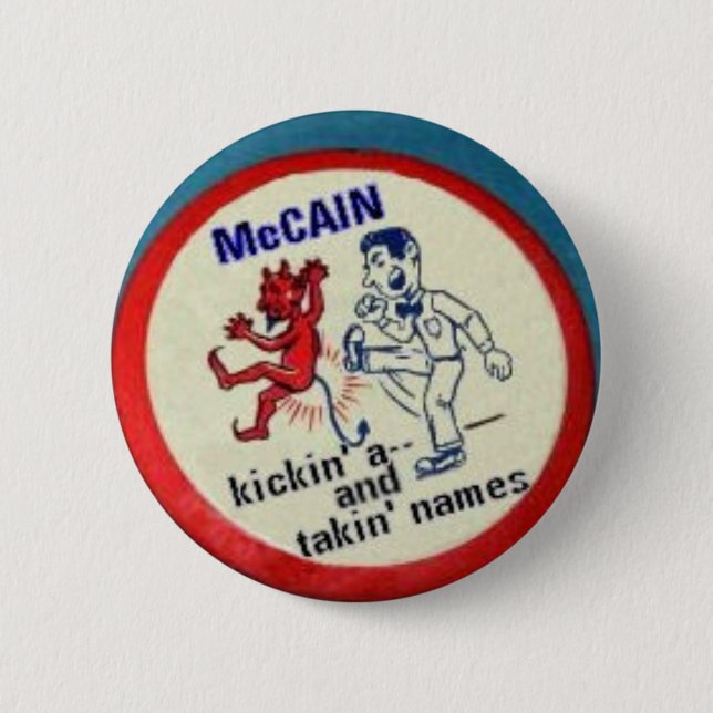 Bóton Redondo 5.08cm McCain Kickin a - botão (Frente)