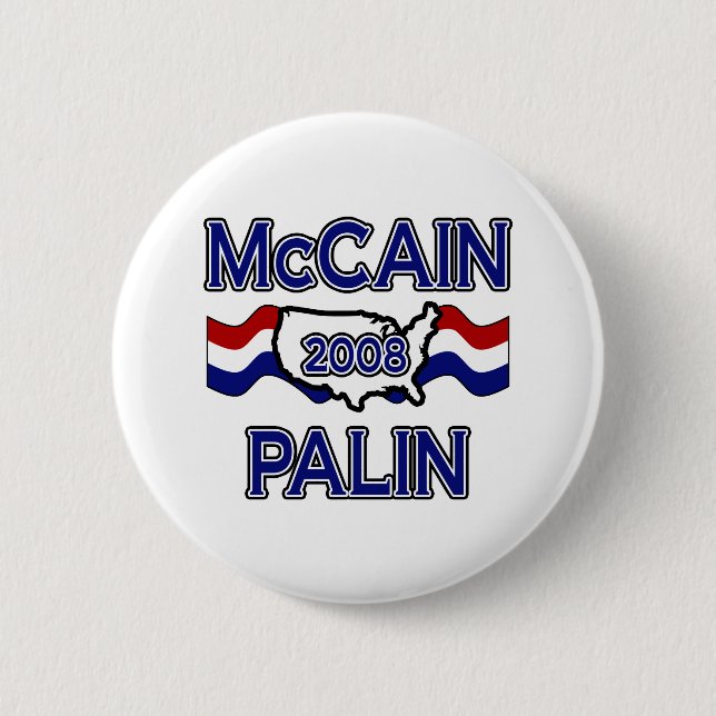 Bóton Redondo 5.08cm McCain Palin 2008 (Frente)