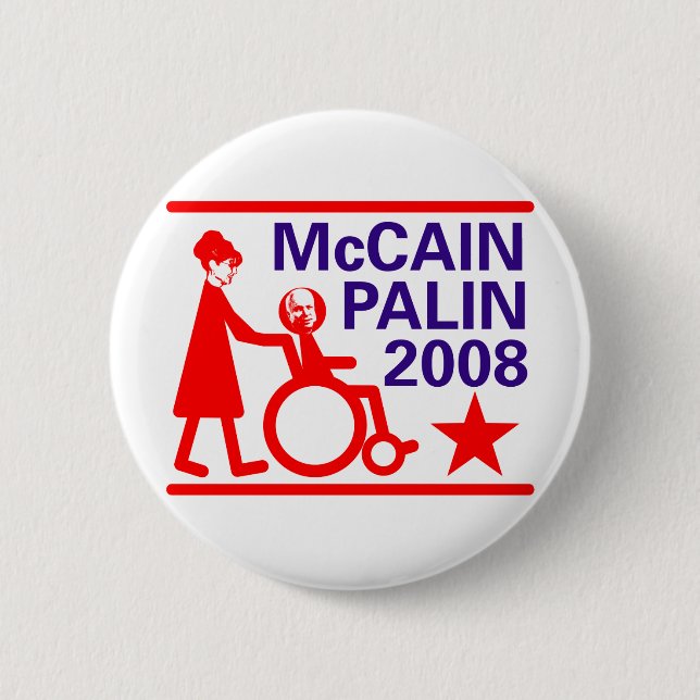 Bóton Redondo 5.08cm McCain Palin 2008 (Frente)