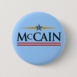 Bóton Redondo 5.08cm Mccain para Presidente / Botão McCain