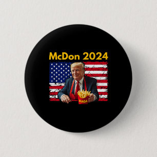 Bóton Redondo 5.08cm Mcdon Engraçado Donald Trump Batata Frita Cozinhan
