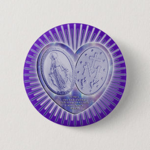 Bóton Redondo 5.08cm medaille medalha miraculeuse, Maravilhoso /lilás