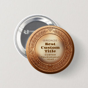 Bóton Redondo 5.08cm Medalha de Bronze Realista 3D Personalizável e Prê