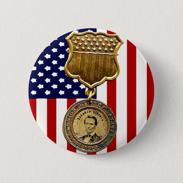 Bóton Redondo 5.08cm Medalha de Lincoln - botão (Frente)