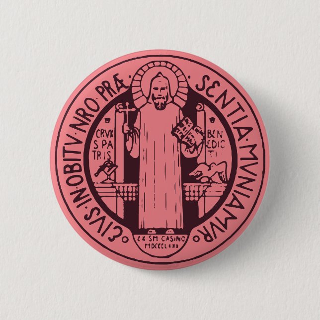 Bóton Redondo 5.08cm Medalha de São Bento (Frente)