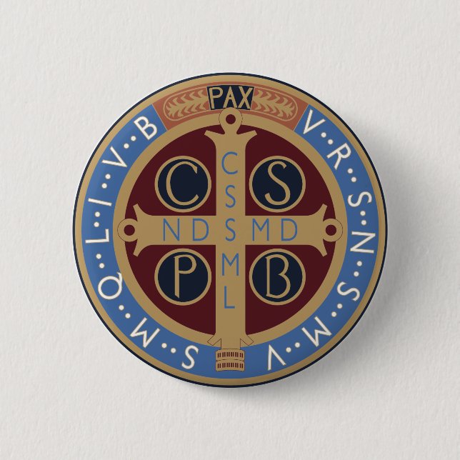 Bóton Redondo 5.08cm Medalha de São Bento (Frente)