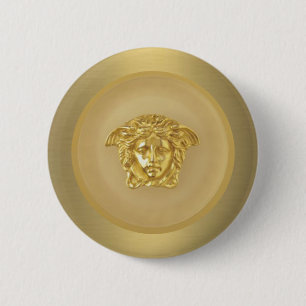 Bóton Redondo 5.08cm Medalhão Dourado Medusa