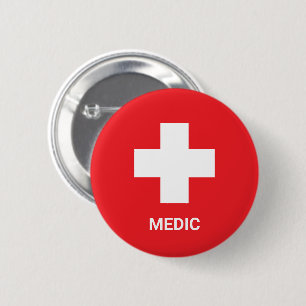 Bóton Redondo 5.08cm MEDIC & First Aid, Cross, Ambulância, Doutor