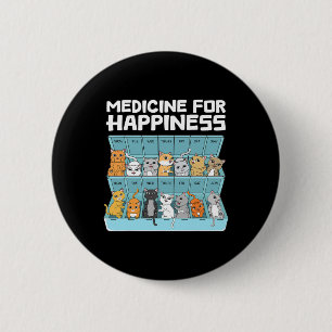 Bóton Redondo 5.08cm Medicina Para Felicidade Gato Presente Para Homens