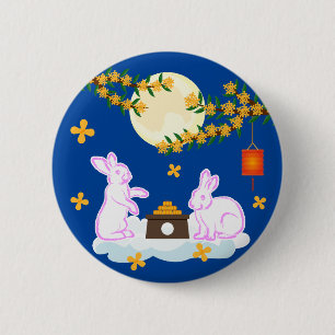 Bóton Redondo 5.08cm Médio Festival de outono Coelho da Lua Bolo Osmant
