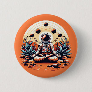 Bóton Redondo 5.08cm Meditação astronauta - Zen cósmico e paz interna
