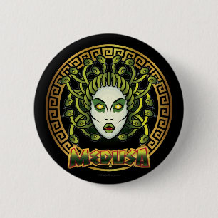 Bóton Redondo 5.08cm MEDUSA Górgone Antiga Mitologia Grega Halloween