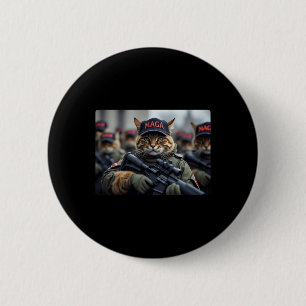 Bóton Redondo 5.08cm Mega Cat Engraçado Com Rifle - Donald Trump Humoro