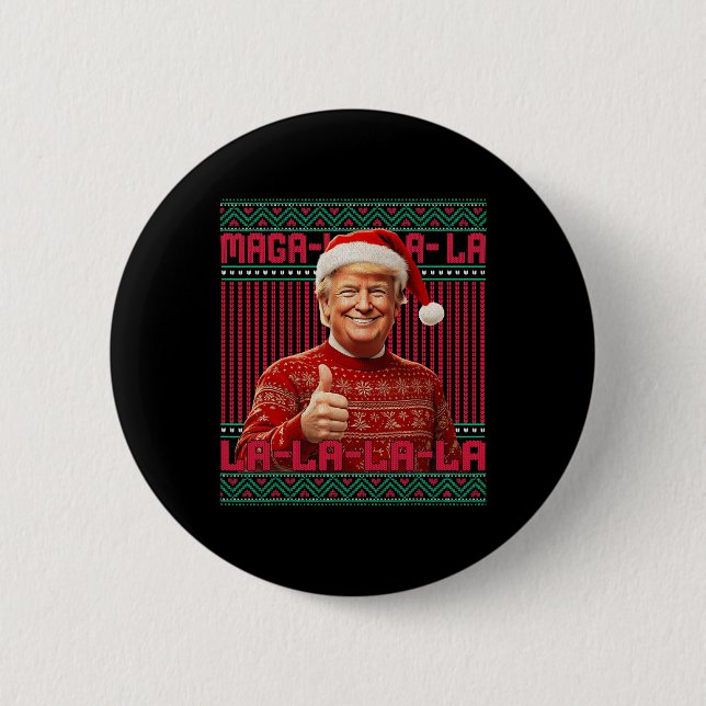 Bóton Redondo 5.08cm Mega La Donald Trump Potus 47 Natal Feio (Frente)