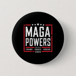 Bóton Redondo 5.08cm Mega Powers Trump Vance Hogan 2024 Funny Patriótic
