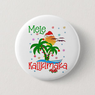 Bóton Redondo 5.08cm Mele Kalikimaka Havaiano Feliz Natal Aloha